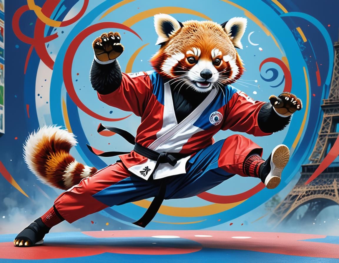 "Paws of fury": Paris 2024 Taekwondo Showdown  by @Fiona Etkin 1974 