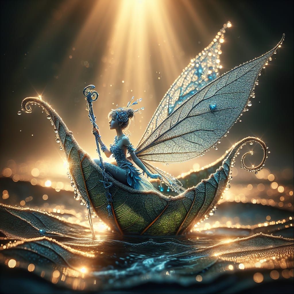 Fairy sails the leaf boat...  by @AmandaBroadfoot
