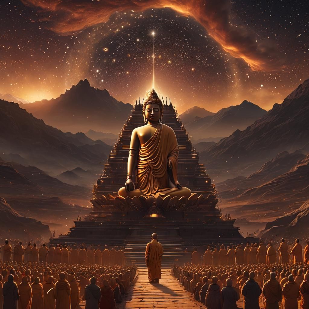 Tathagata Preaching in Space: Digital Matte Painting