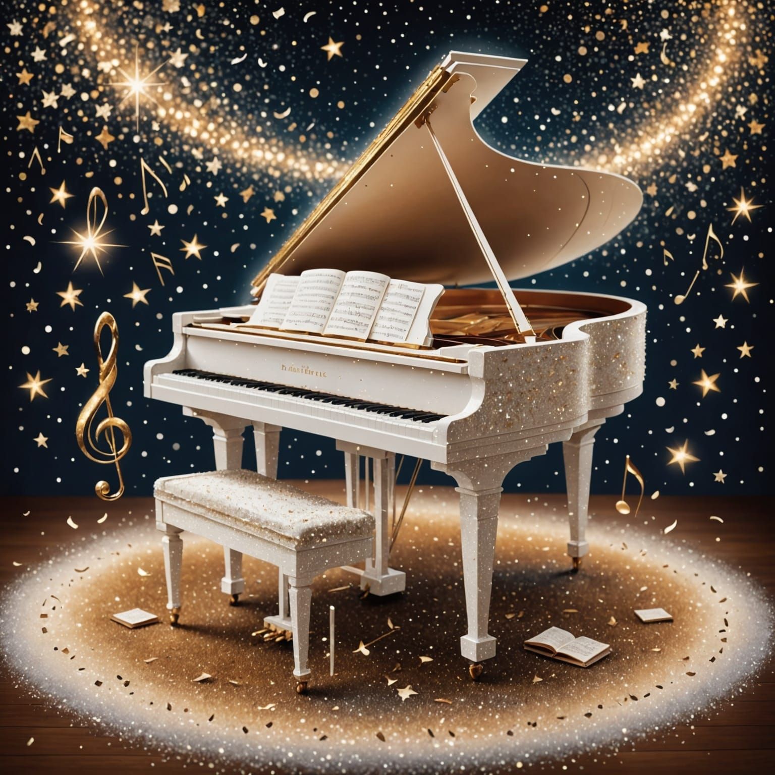 Magical Pointillist Piano Dreamscape with Fairy Dust