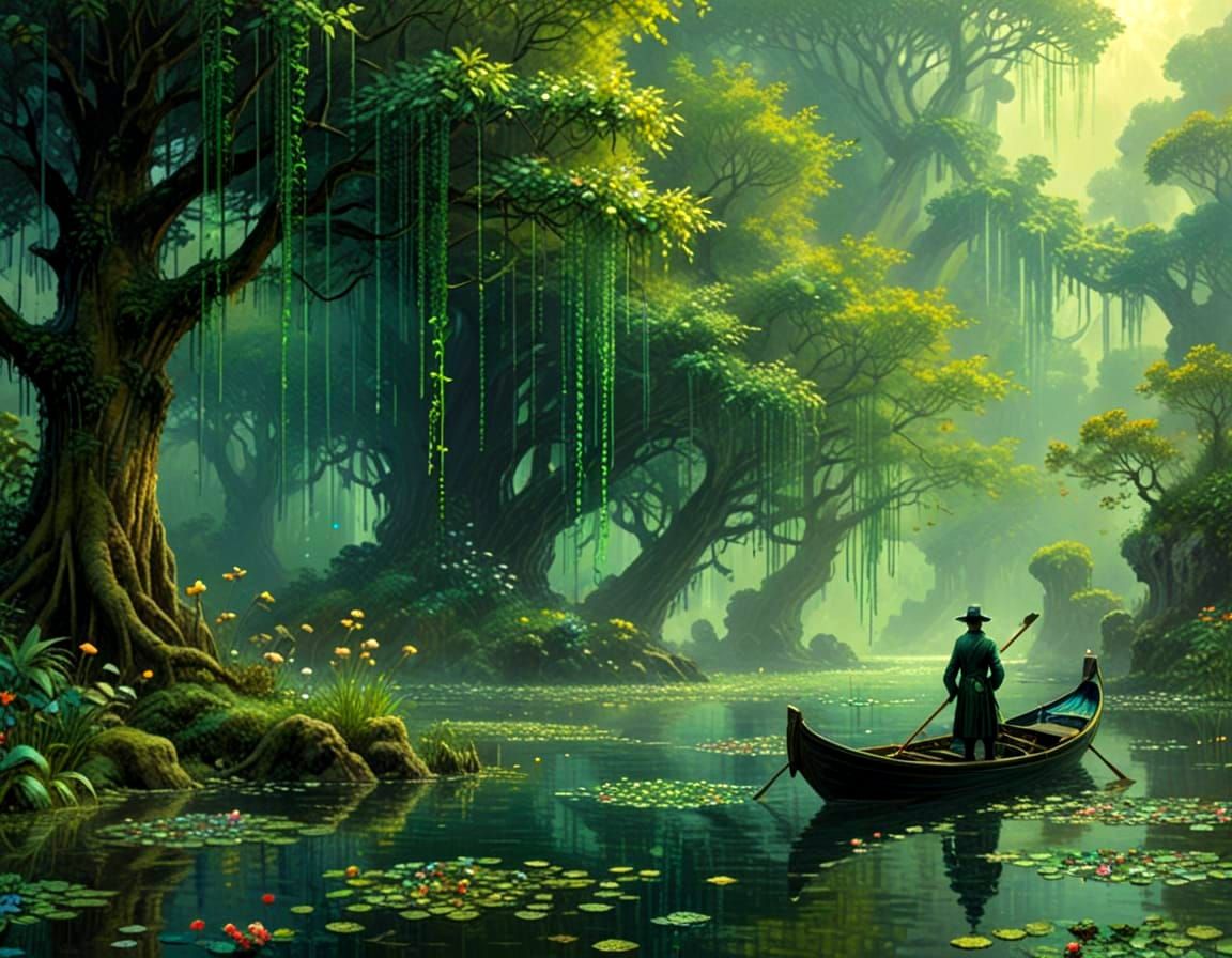 matrix code, Mythical realms, Monet  by @Hugo Raul