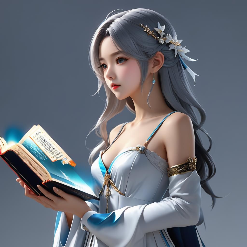 "A book about God, and beautiful women side view, 
hyperreal...