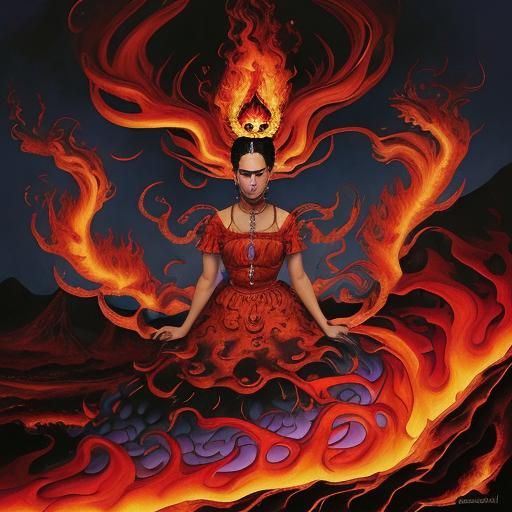 16k resolution, art by Salvador Dalí, Frida Kahlo. Inferno l...