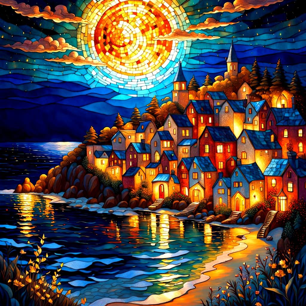 Night on the seaside 