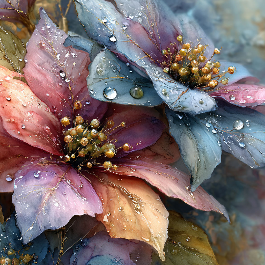 Pastel Fusion Poinsettia   by @Marshas Creative AI Designs