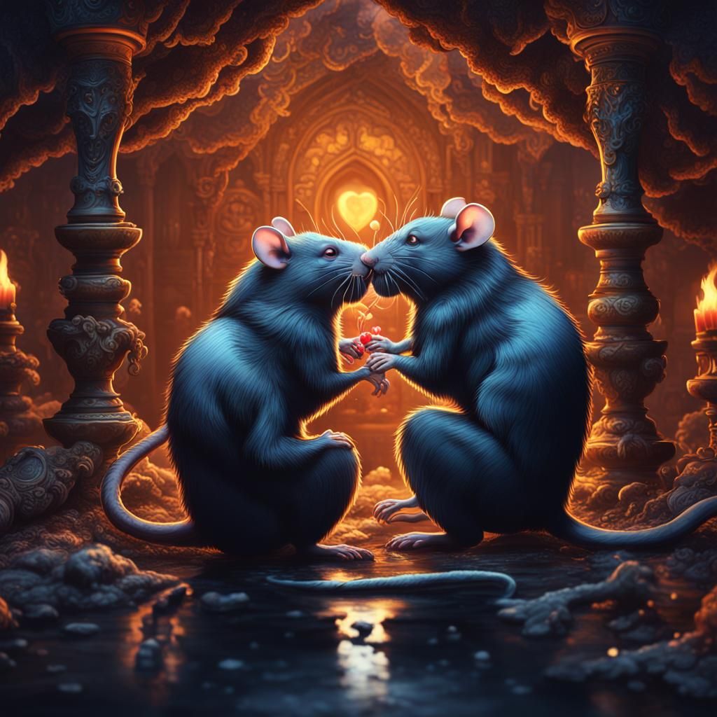 2 rats making love and kissing - AI Generated Artwork - NightCafe Creator