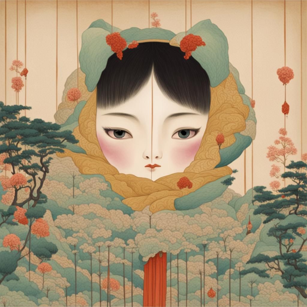 Girl with Magic Wand in Cartoon Style