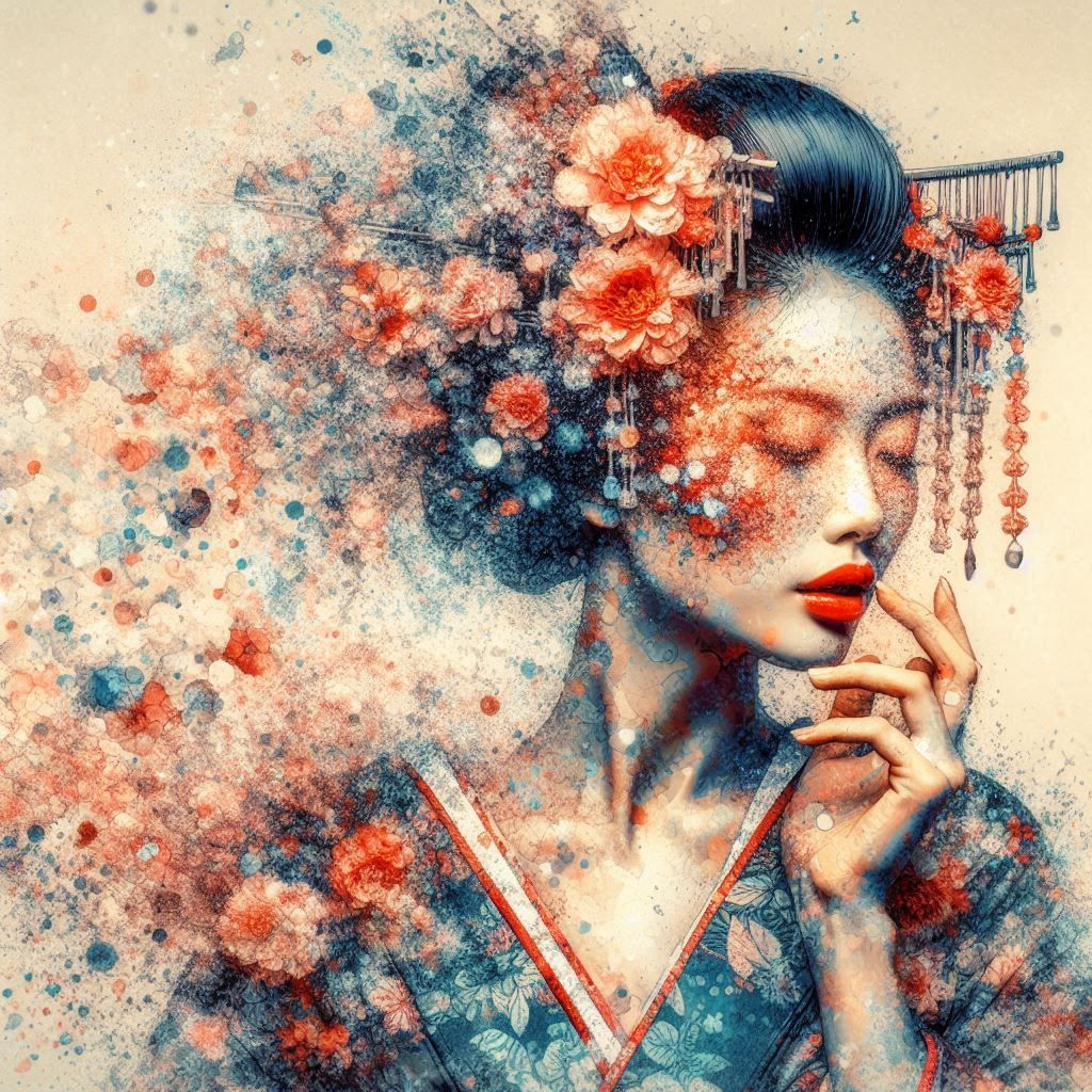 double exposure beautiful fantasy DALL-E 3 portrait landscap...