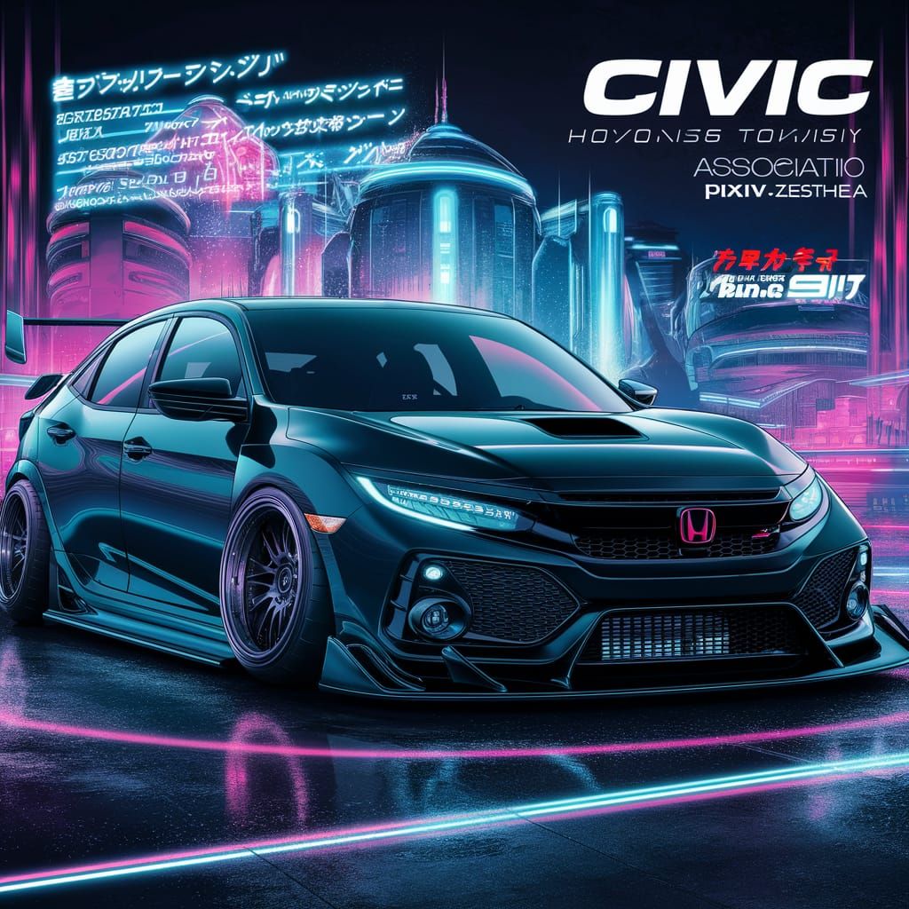 Modified old Honda civic black colour and sleek traes 
with  lower body kit 