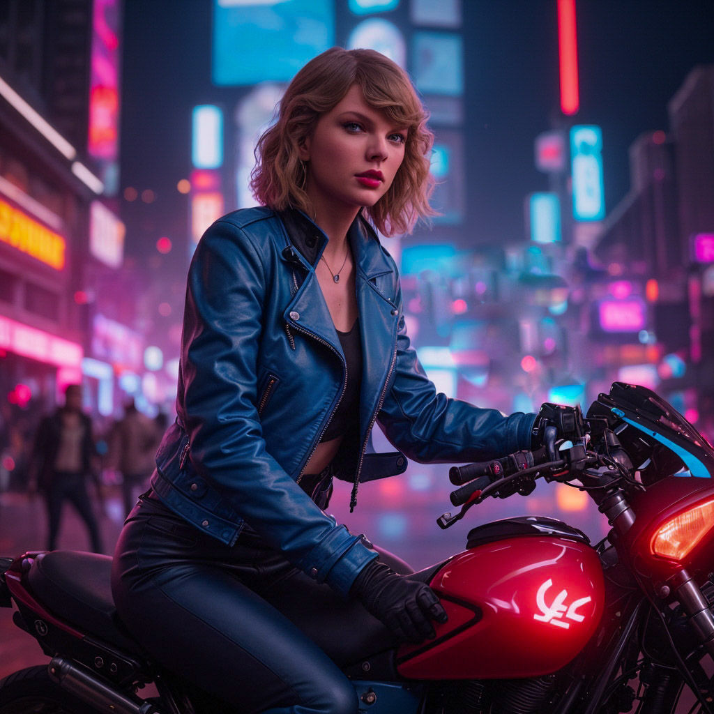 Taylor as a Biker Girl in a Cyberpunk City 🏙️ 🏍️