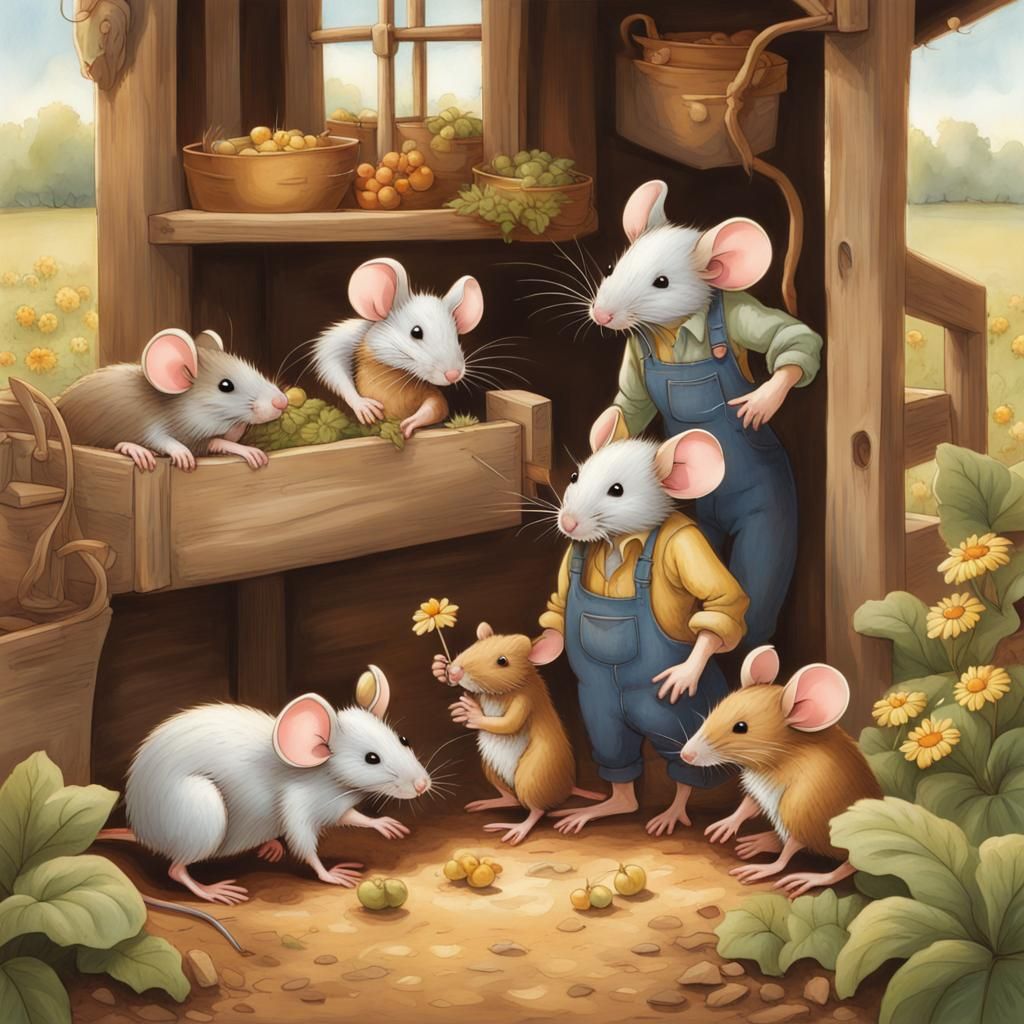 Farm Friends: Mice and the Smiling Farmer  by @ideas