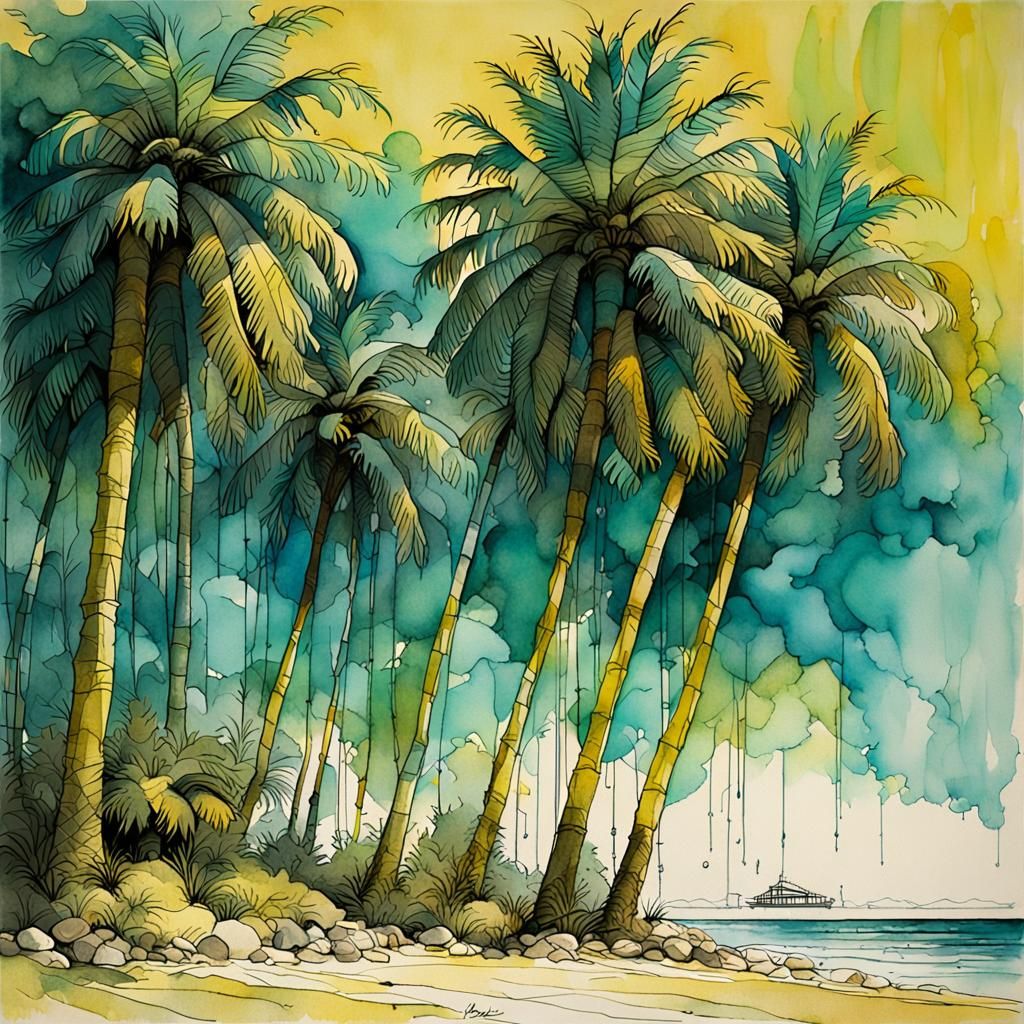 PALM TREES Beach Landscape