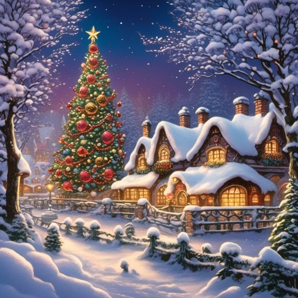Festive Fantasy: A magical landscape adorned for Christmas and New Year ...