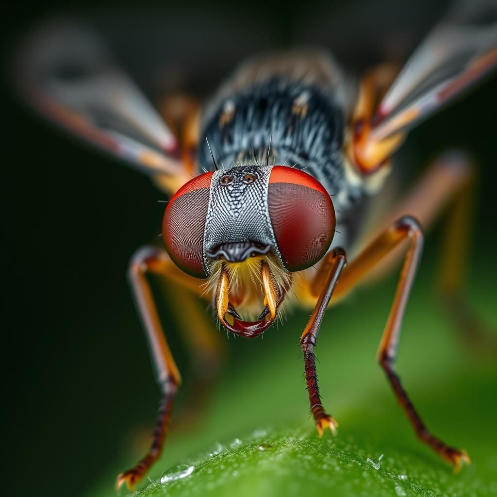 Extreme close up, macro shot of a fly  by @MrKitWalker