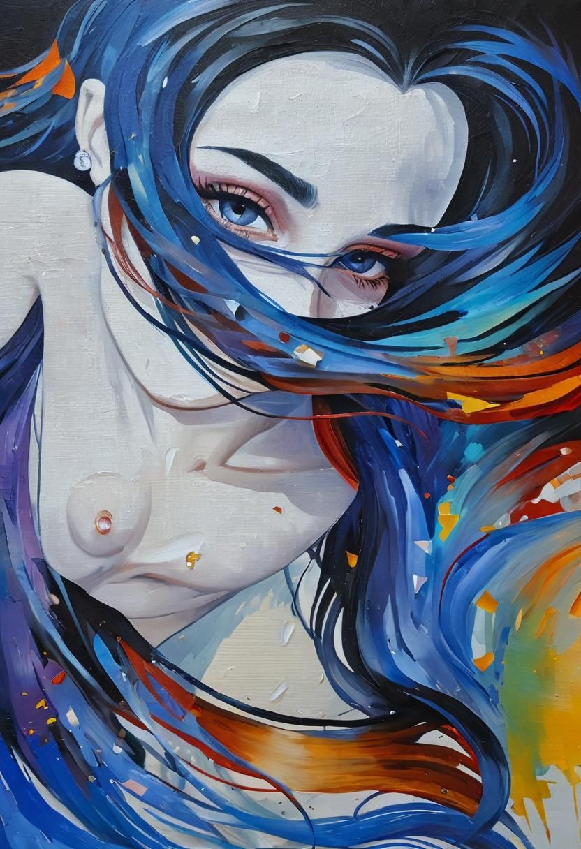 Abstract figuration of a woman portrait