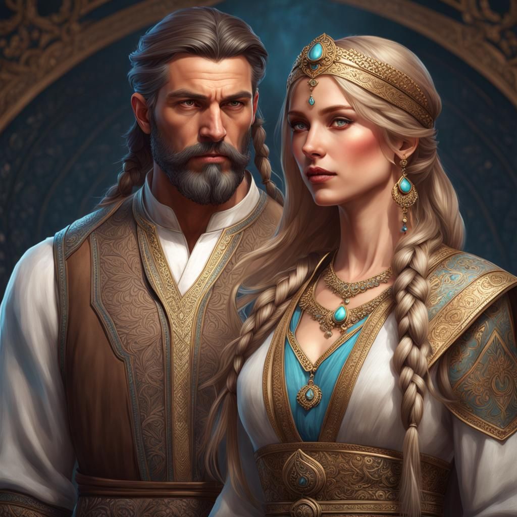 Nordic woman with her Muslim husband head and shoulders port...