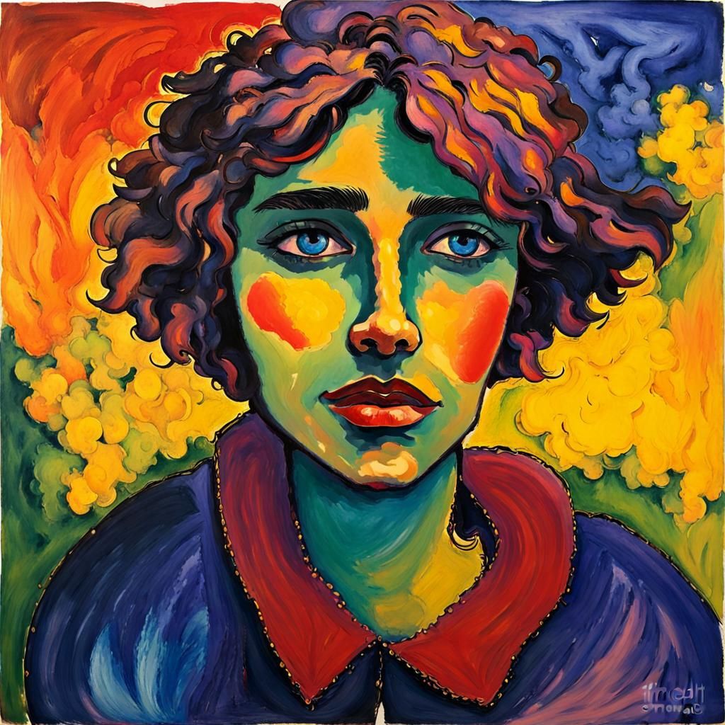 expressionist portrait in the style of Emil Nolde