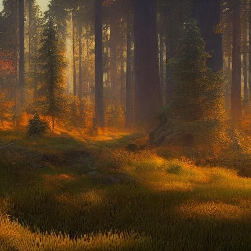 rural forest in golden hour