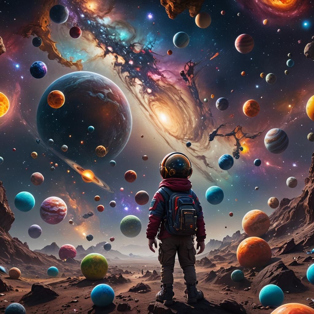 hyper realistic Galaxy and the universe with many colorful p...