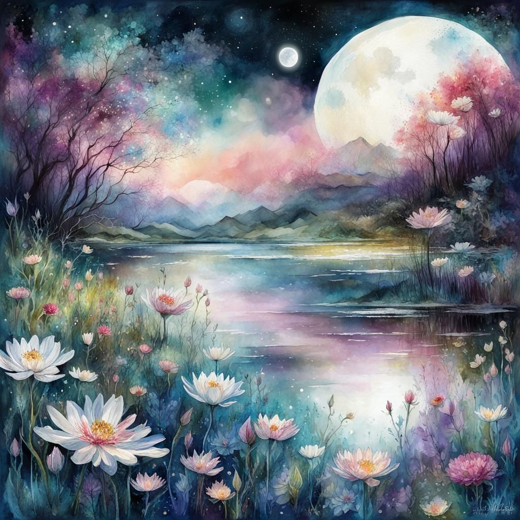 Moonlit Lake  by @Jen