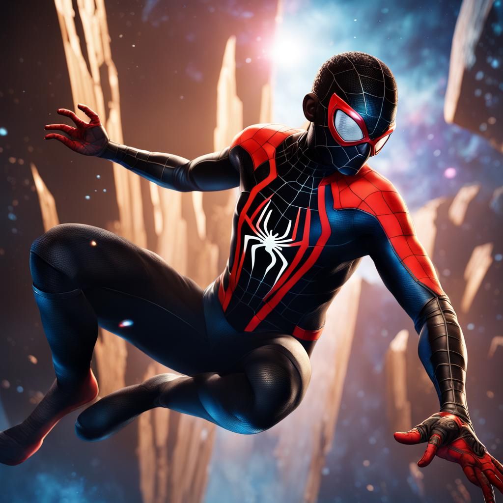 miles morales in asgard floating in space hyperrealistic - AI Generated ...