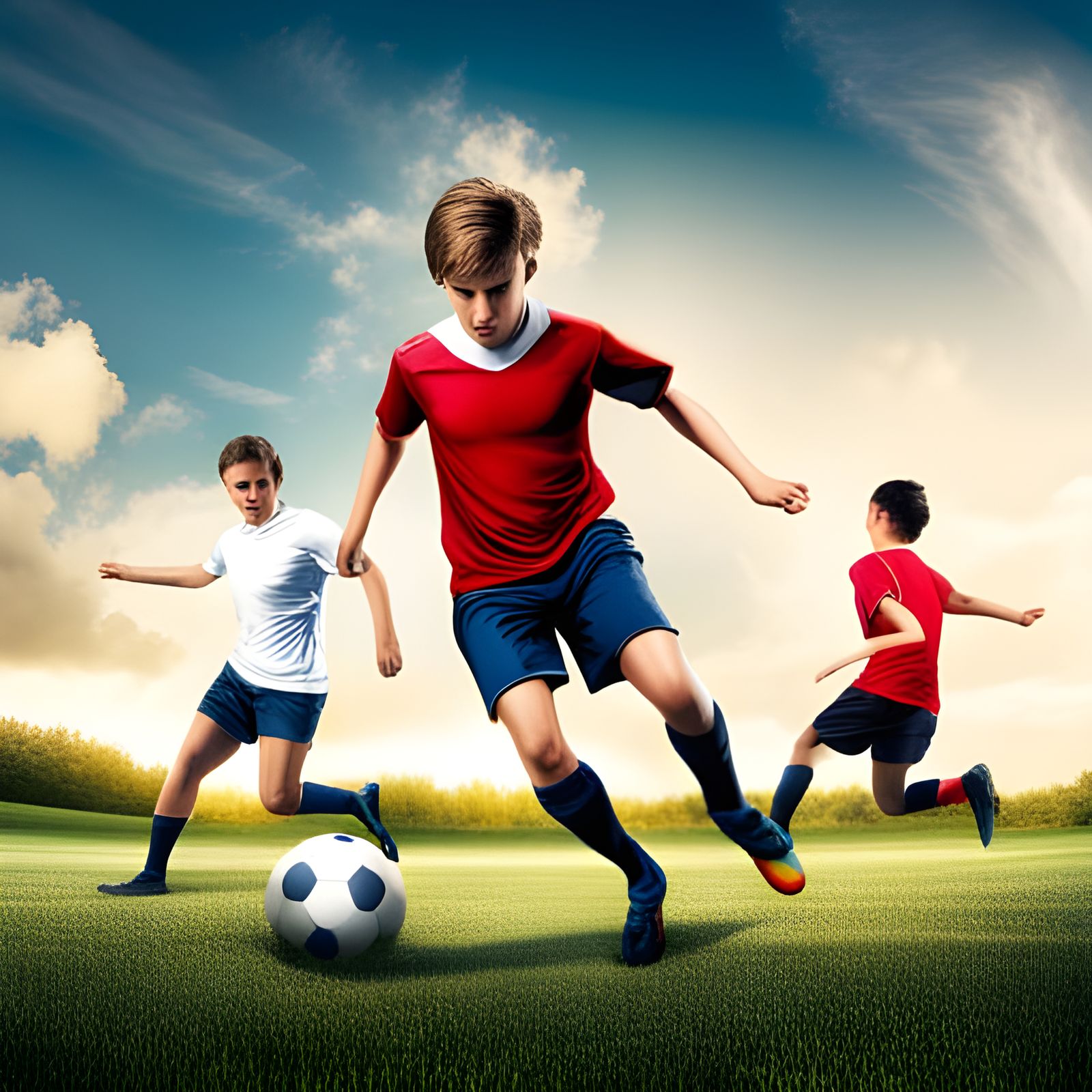 Pupils playing soccer - AI Generated Artwork - NightCafe Creator