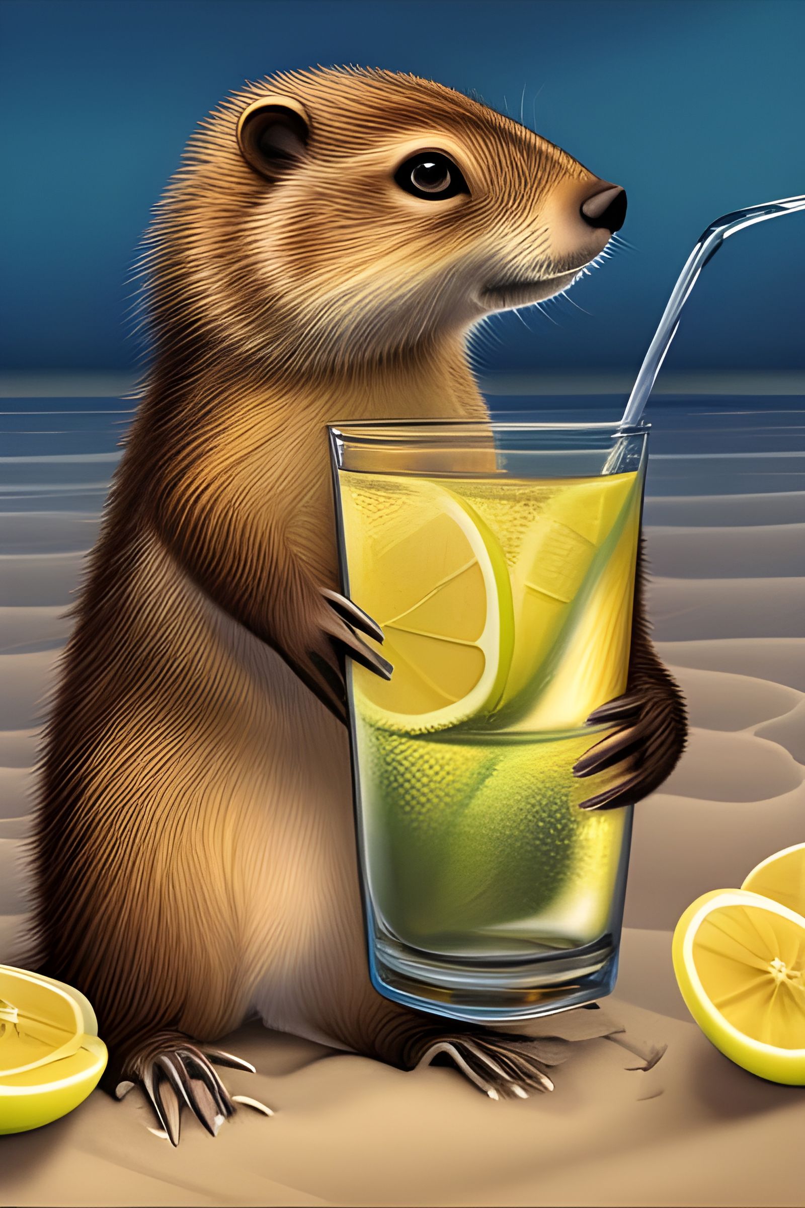 A Woodchuck Drinking a Tall Glass of Lemonade  by @Dabbler