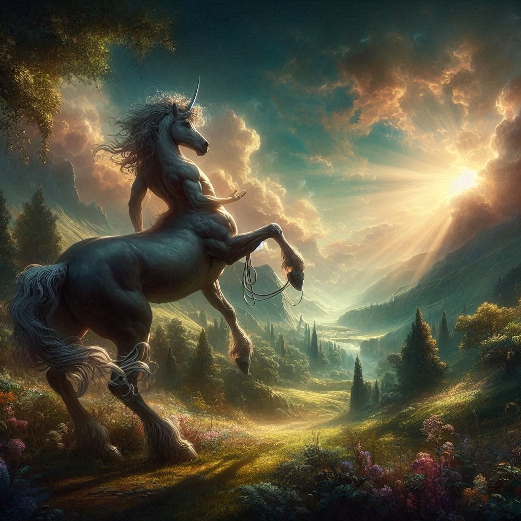 Hybridization between a centaur and a unicorn - AI Generated Artwork ...