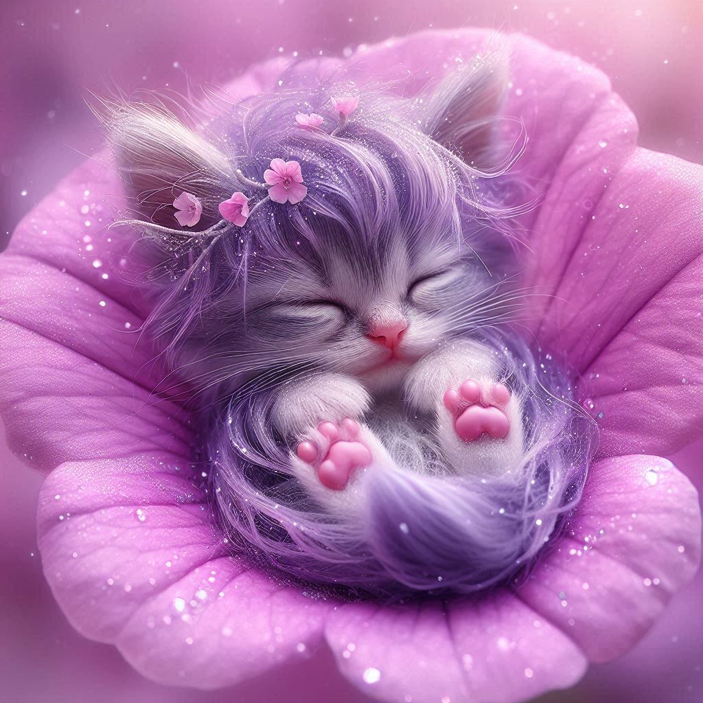 Soft kitty, warm kitty, little ball of fur! Happy kitty, sle...