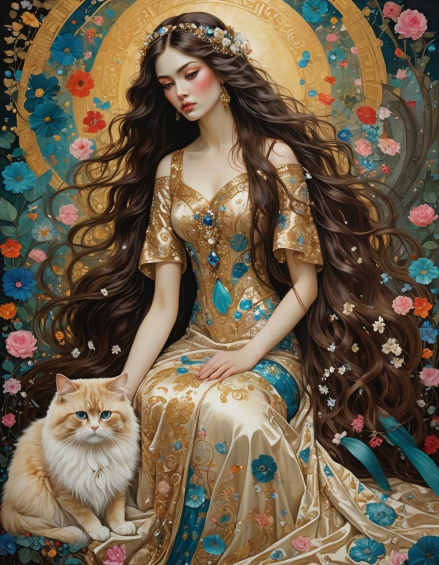 Woman with a Himalayan Cat 🐱   by @Melanie Rhoades 