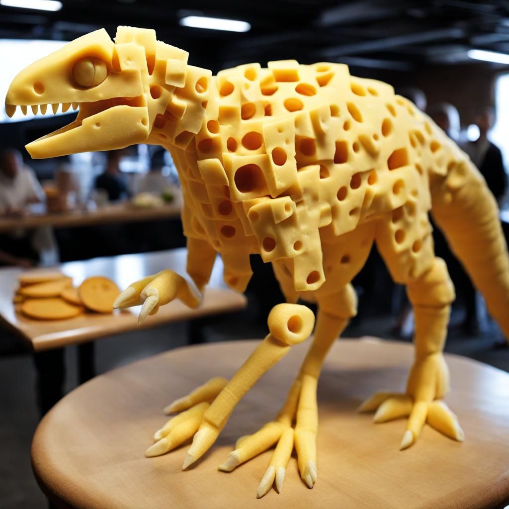 Velocoraptor made of cheese   by @Mechakamiguru