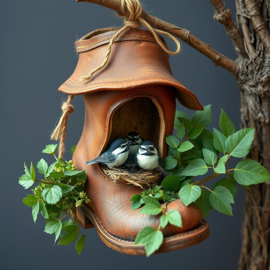 A boot birdhouse.  by @Baron von Wolfen