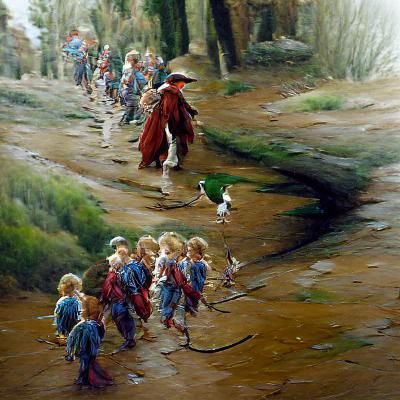 the pied piper leads children from the town