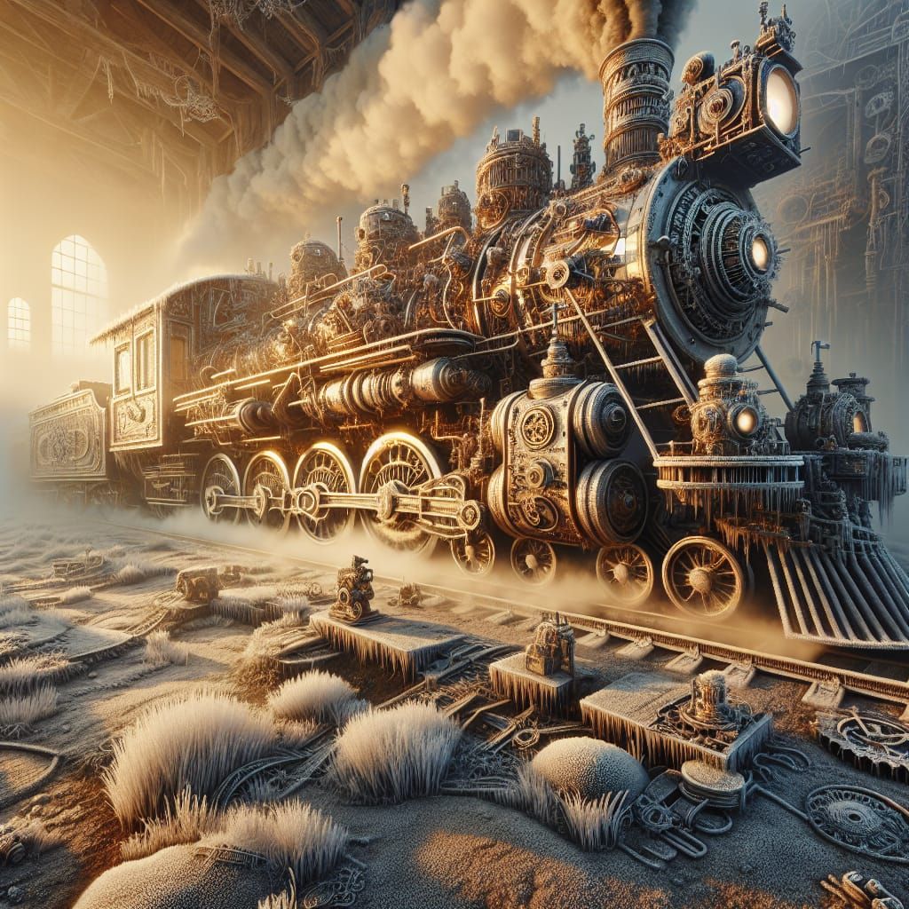 Frosty Steampunk locomotive.