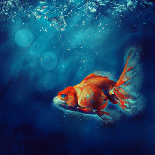 Goldfish In Blue Water