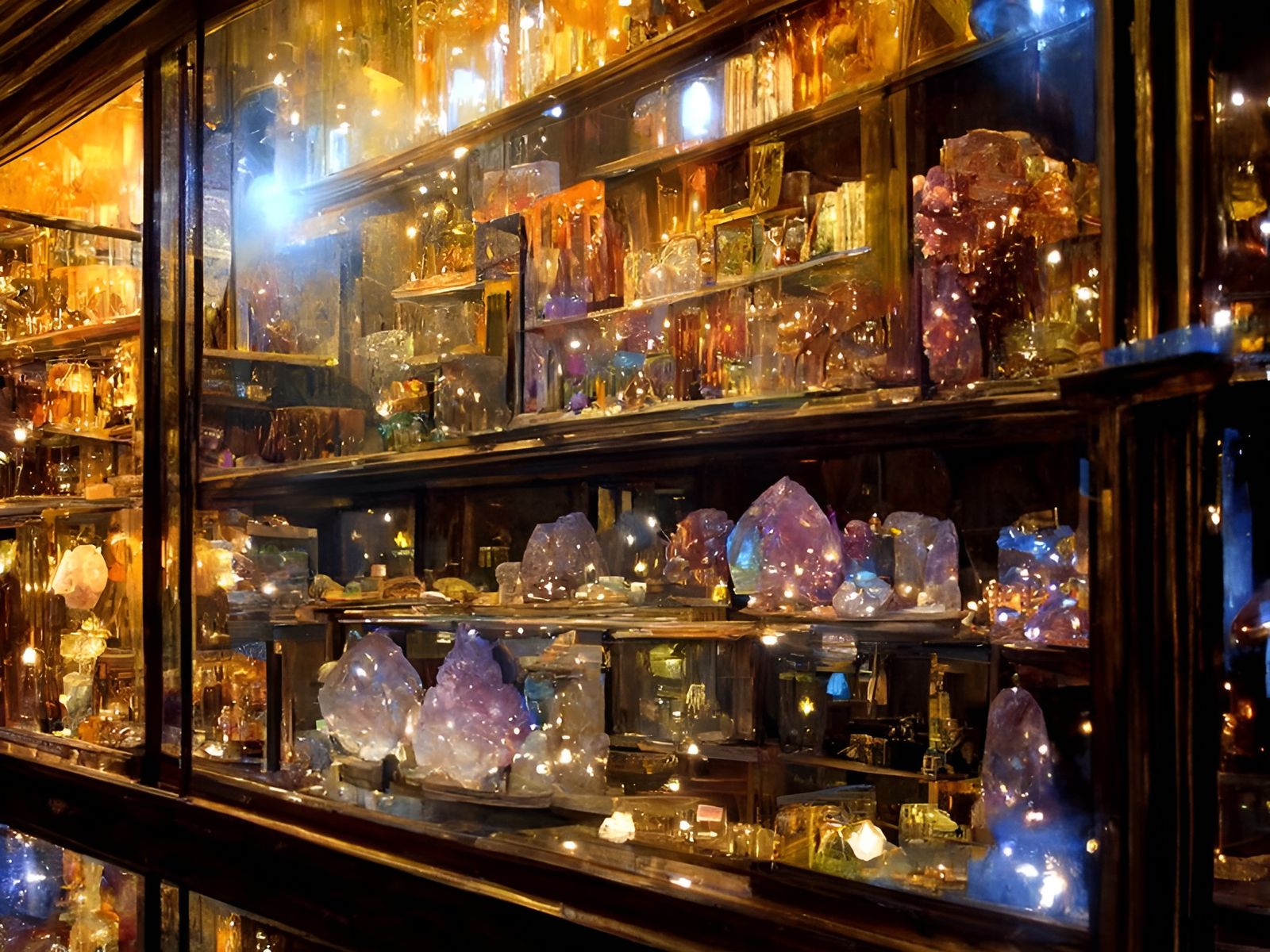 Crystal showcase at the House of Crystals, where there's magic at every sparkle!  by @nana