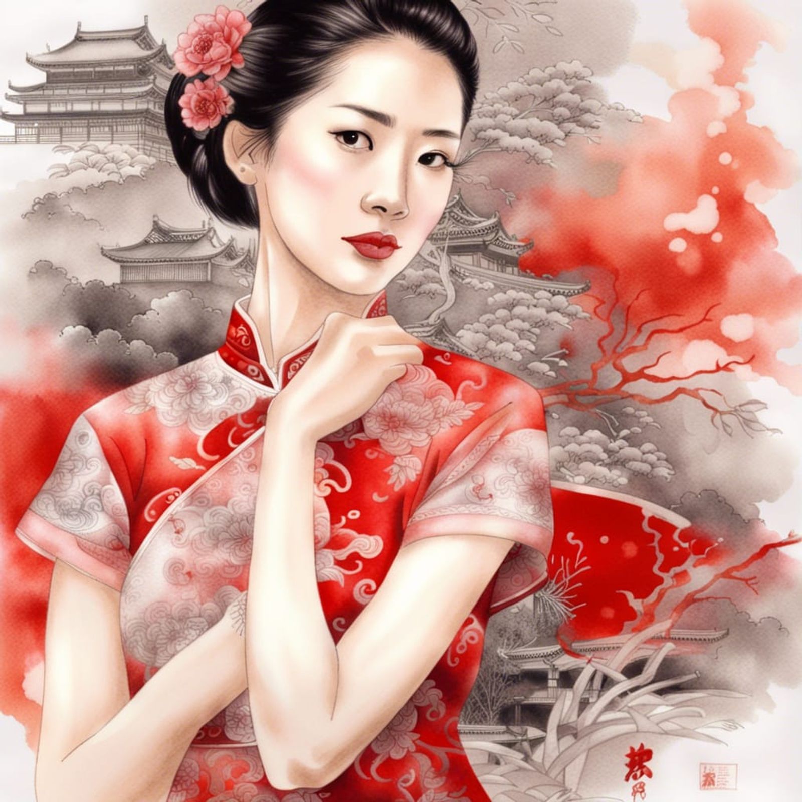 beautiful chinese women paintings