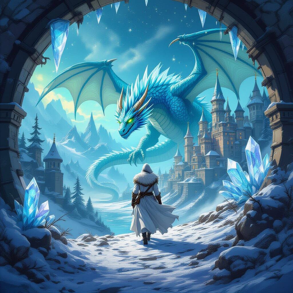 Crystal Environment with Dragons and Castles