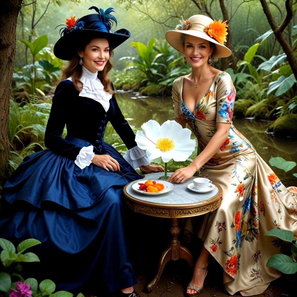 Happy Ladies in Vibrant Surrealistic Landscapes
