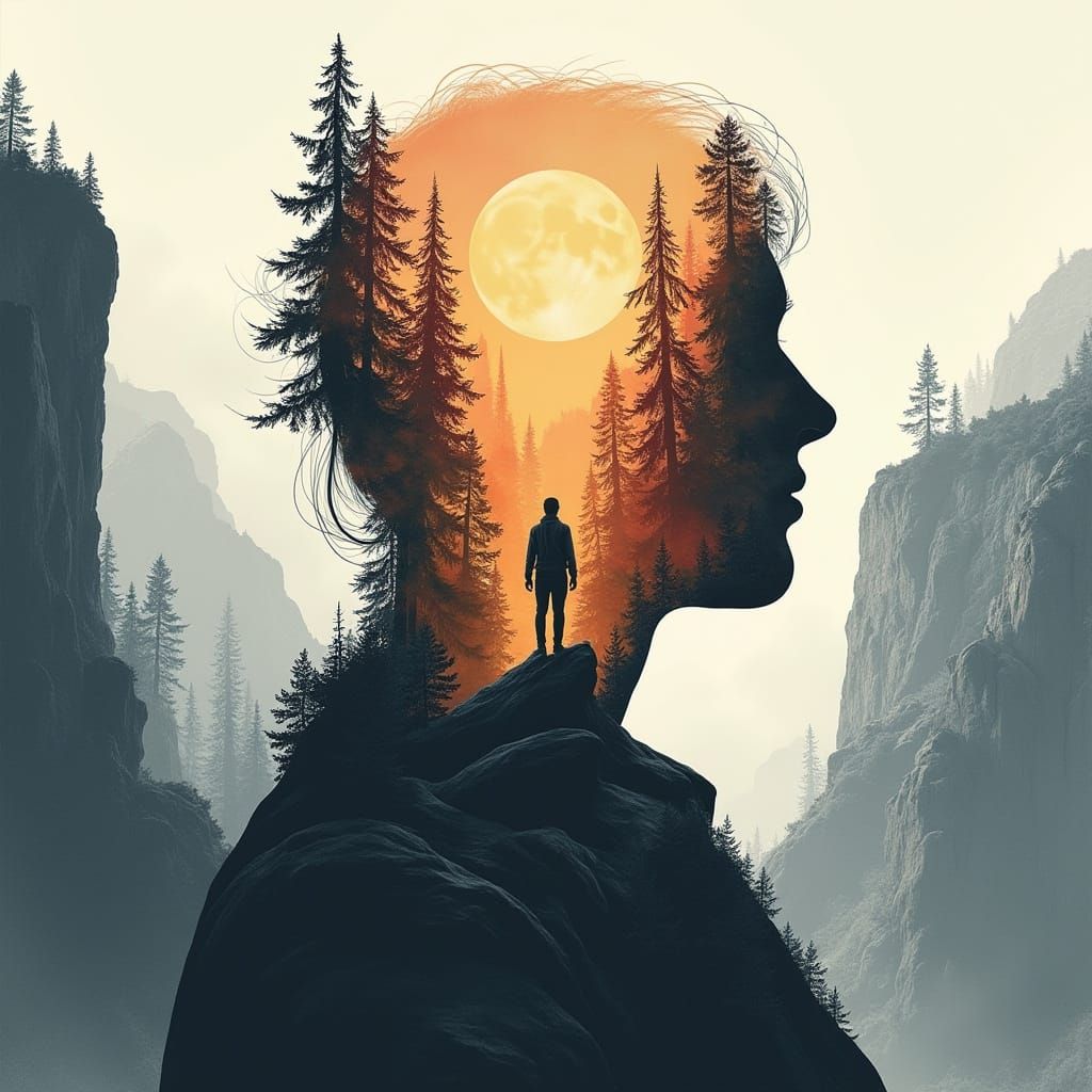 Surreal Forest Inside Human Silhouette