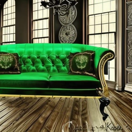 Beautiful gothic Emerald green sofa& ethereal vibes& gothic vibes& victorian vibes& regal vibes ...