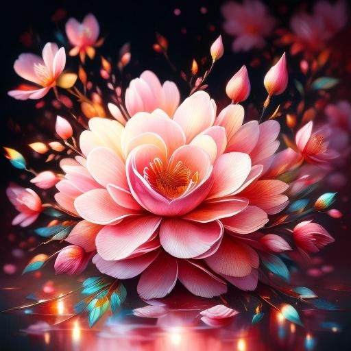 <lora:Fullcolor:1.0> <lora:Suno:1.0> Eine Nahaufnahme von Kirschblüten mit detaillierten Blütenblättern und Zweigen. intricately detailed Ma...