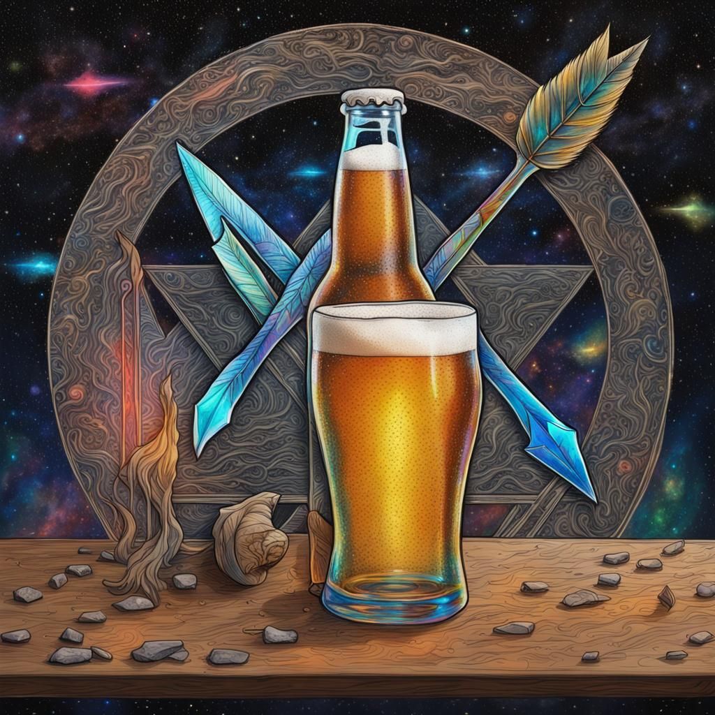 Arrow, Beer, Charcoal AI Generated Artwork NightCafe Creator