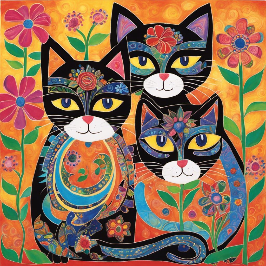 Blossoming Cats - AI Generated Artwork - NightCafe Creator