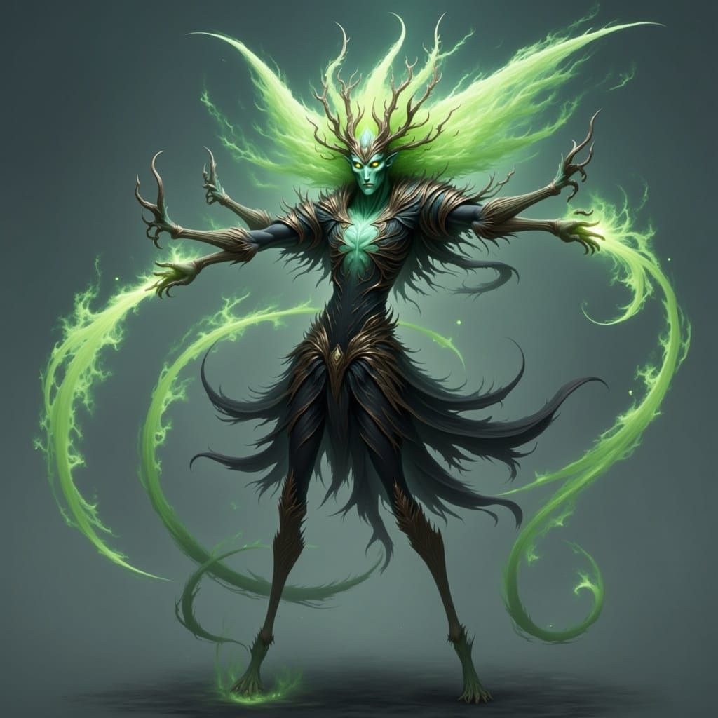 wisp druid <lora:Wisps Flux:1.0> 