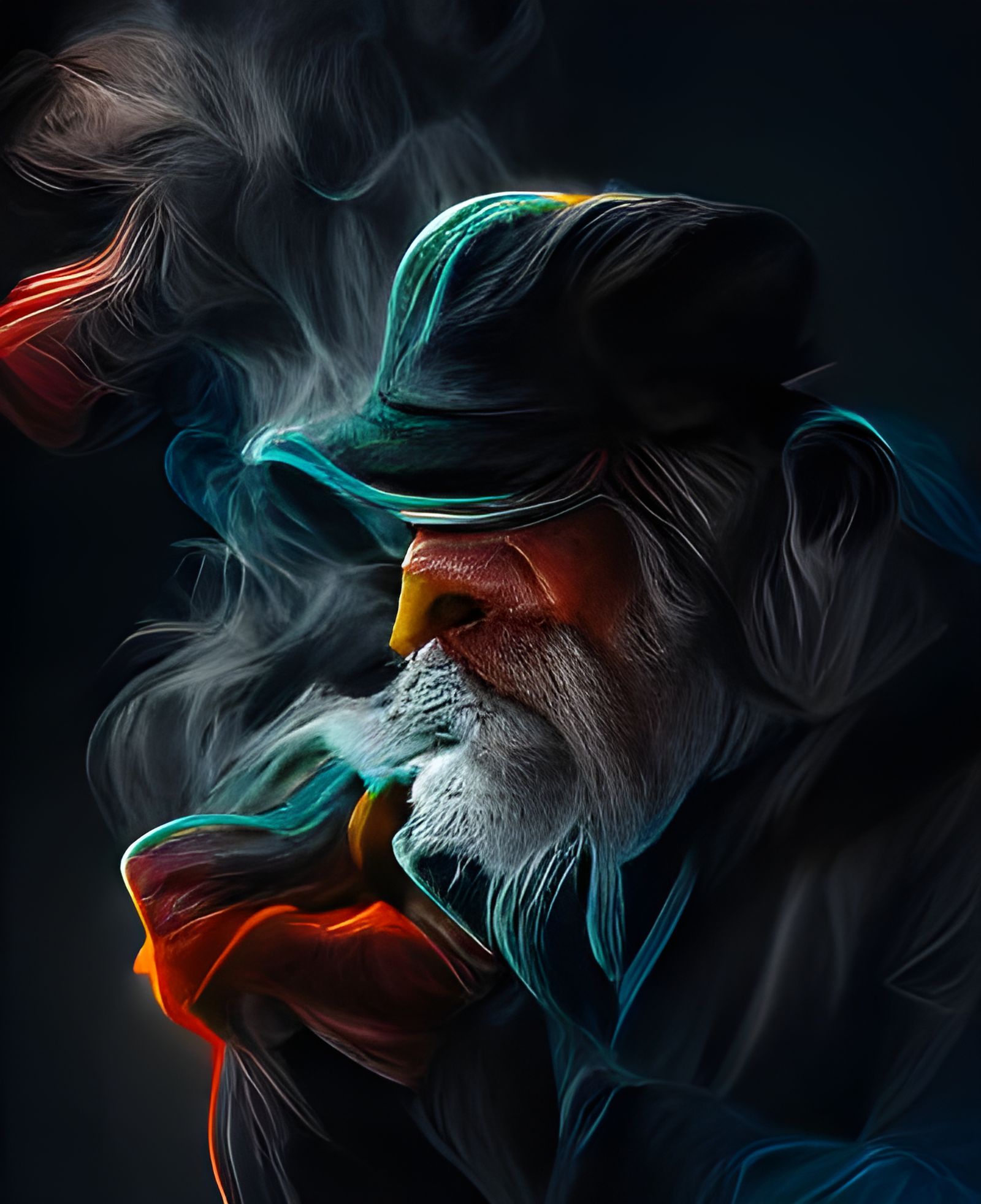 An old man smoking a cigarette