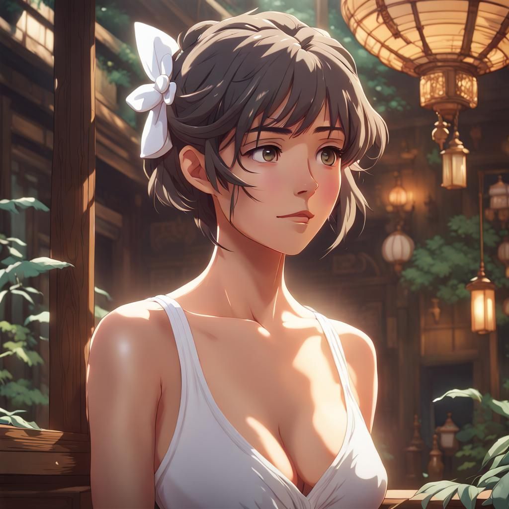 Woman with white flower in her hair