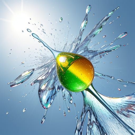 Vibrant Capsules in Mid-Air on Glossy Canvas