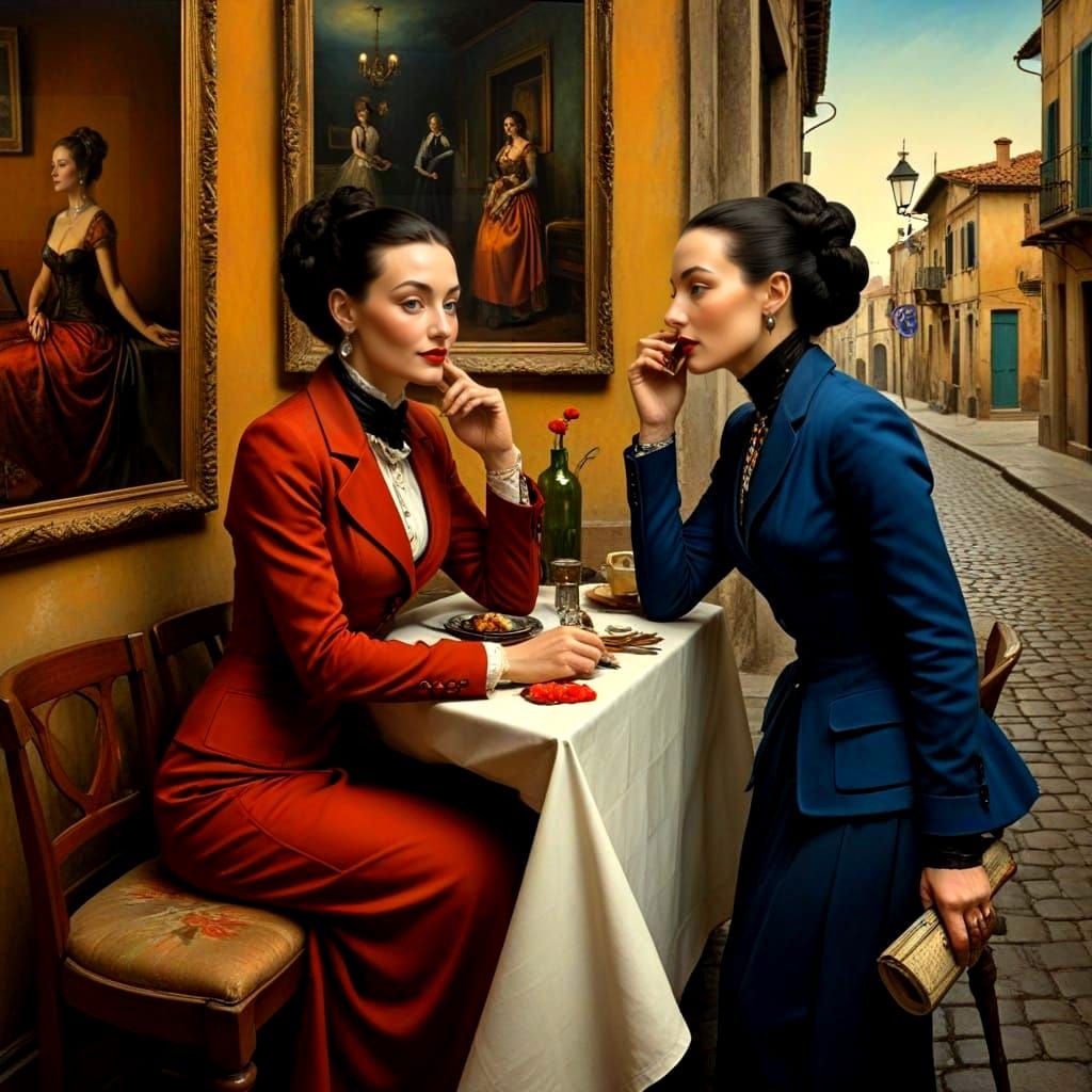 Surrealistic Women in Vibrant HDR Landscape