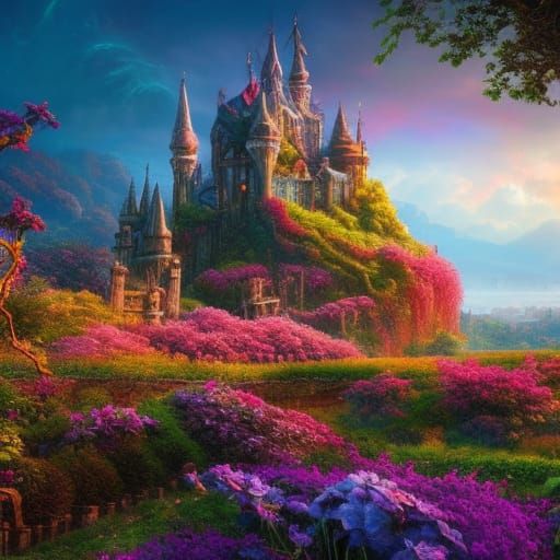 Flowering Overgrown Castle - AI Generated Artwork - NightCafe Creator